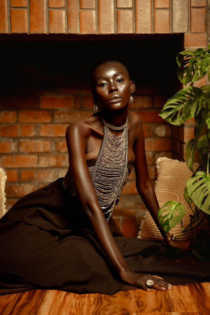 Handmade luxury leather and bead halter by LilaBare