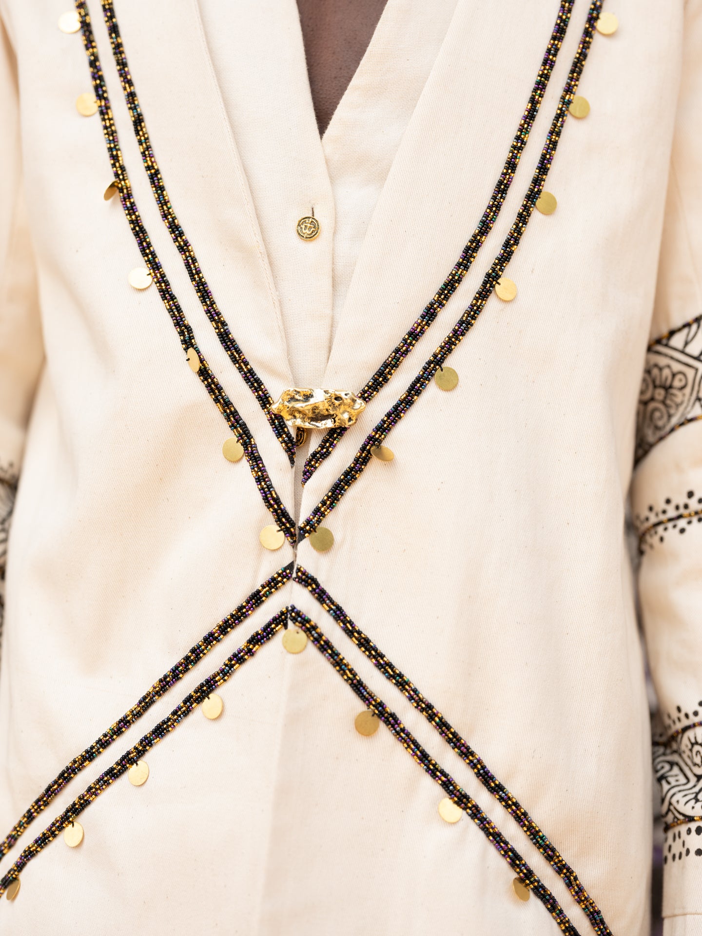 Beaded African luxury jacket in cotton canvas
