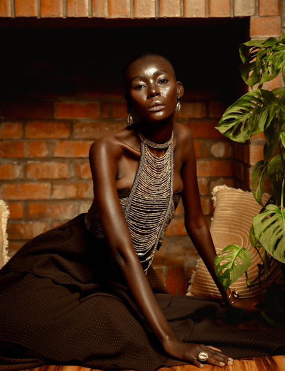 Handmade luxury leather and bead halter by LilaBare