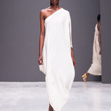 One Shoulder Dress w Cowrie Tassel