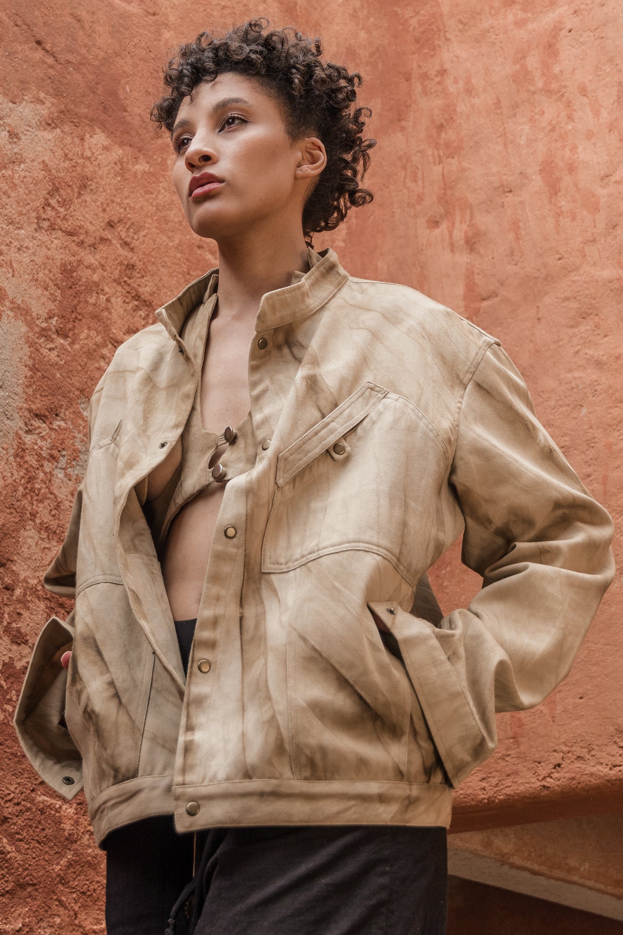 Marbled Safari Jacket Natural Tie-Dye Cotton by LilaBare – Lilabare