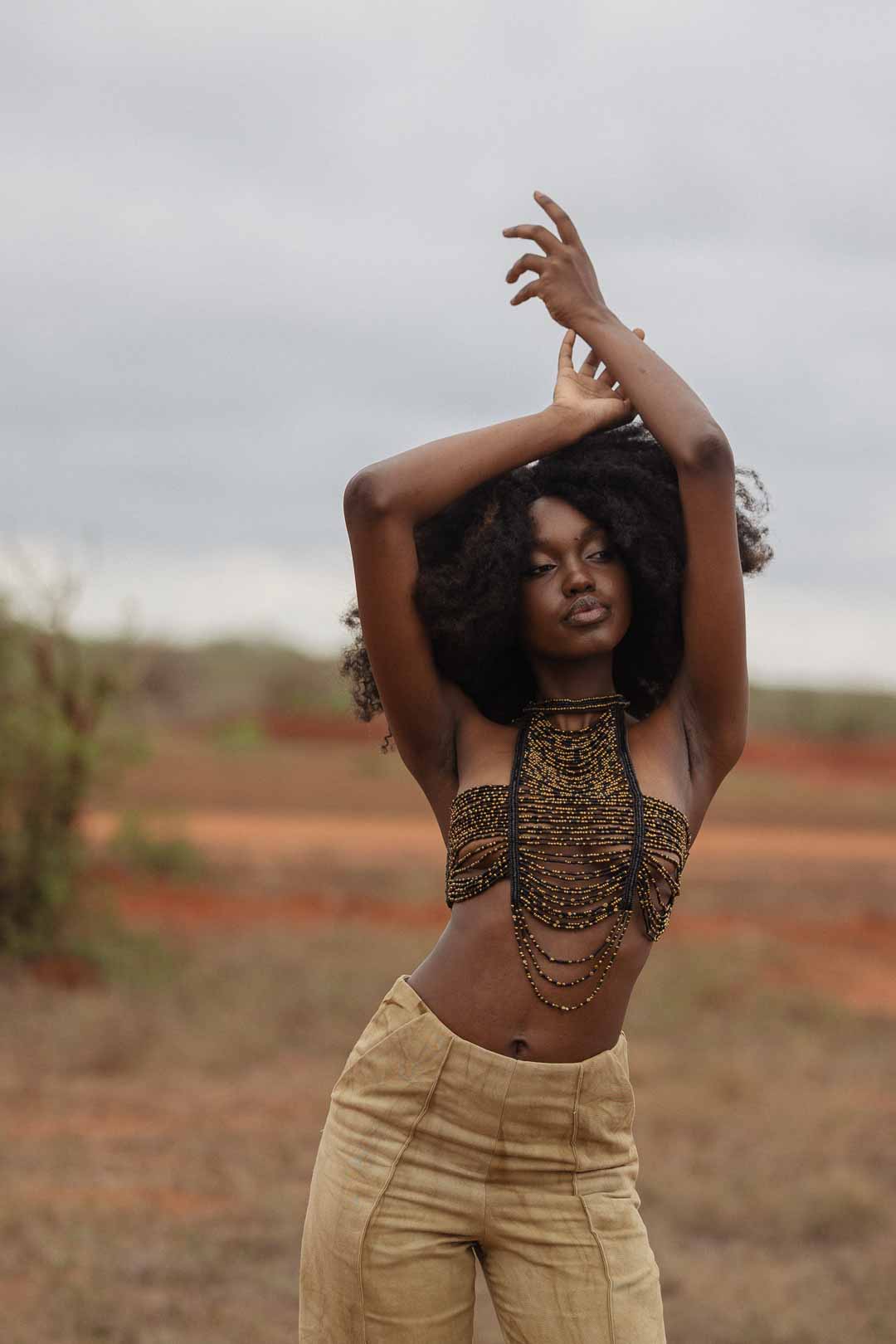 Handmade luxury leather and bead halter by LilaBare