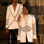 Editorial shot of Mehendi Blazer styled open with jewelry