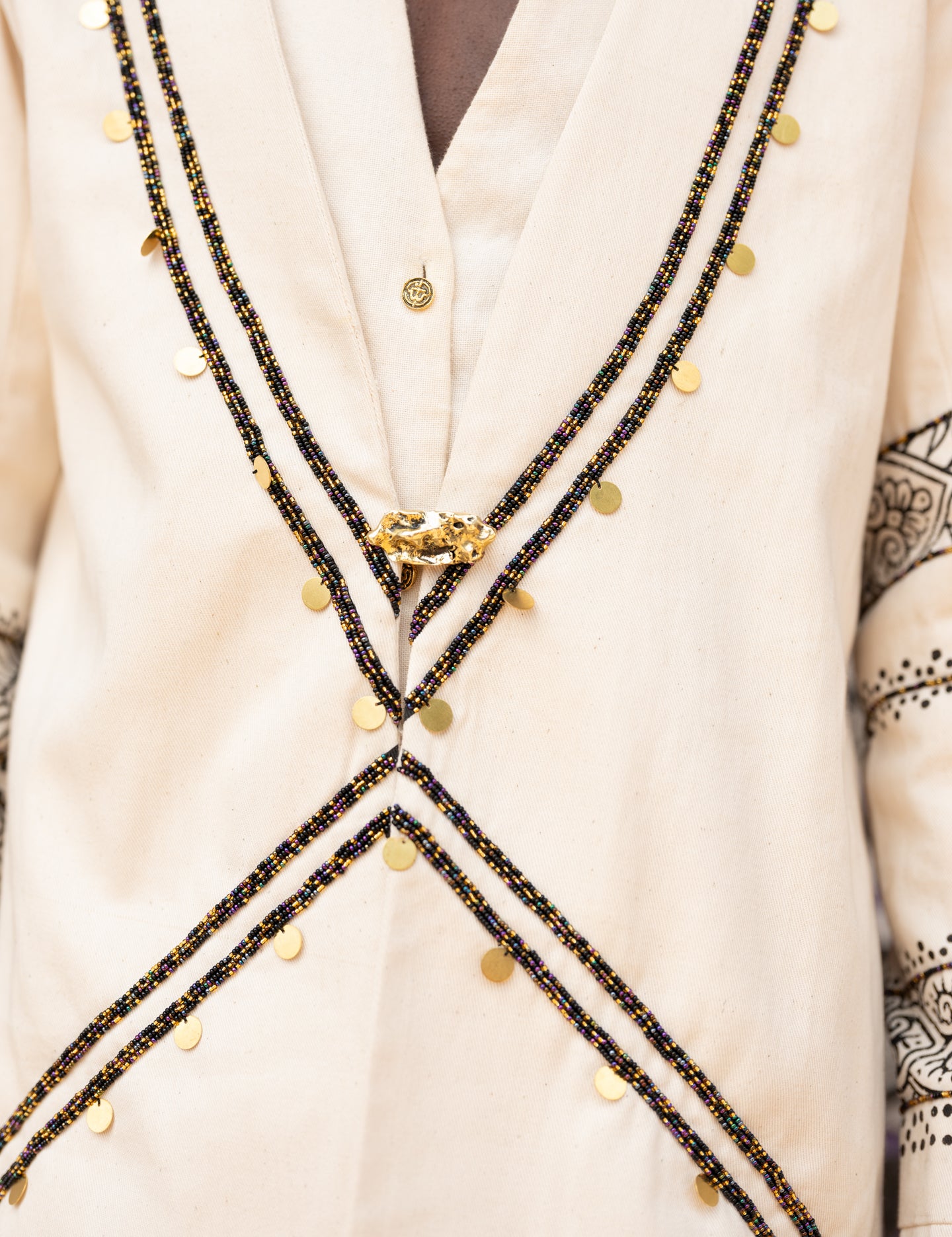 Beaded African luxury jacket in cotton canvas
