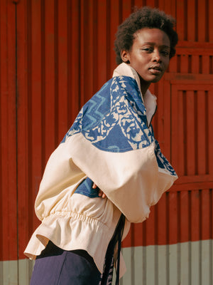 BLOCKPRINT OVERSIZED RAGLAN JACKET