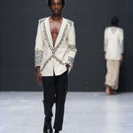 Front runway view of unisex tailored blazer
